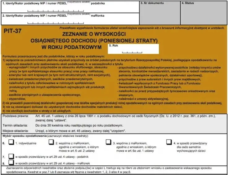 Jak skutecznie obliczyć podatek dochodowy za 2026 rok na formularzu PIT 37?