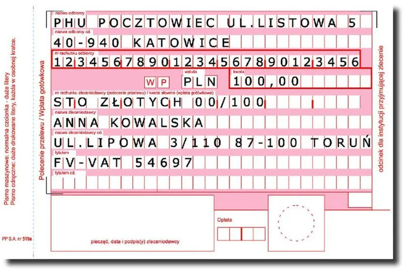Koszty przelewów pocztowych
