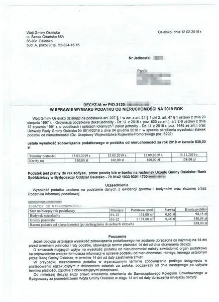 Obliczanie podatku od nieruchomości