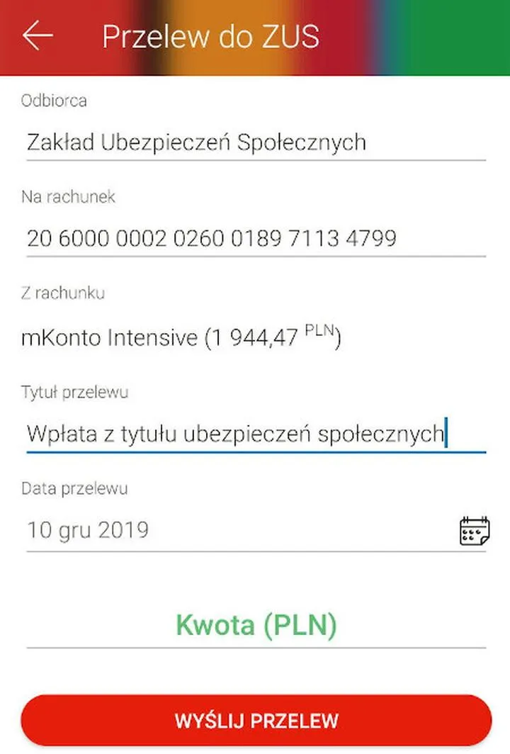 Pomoc w przelewie do ZUS