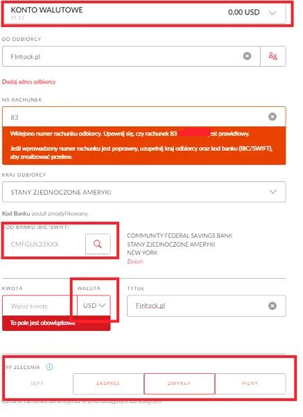 Przelew zagraniczny