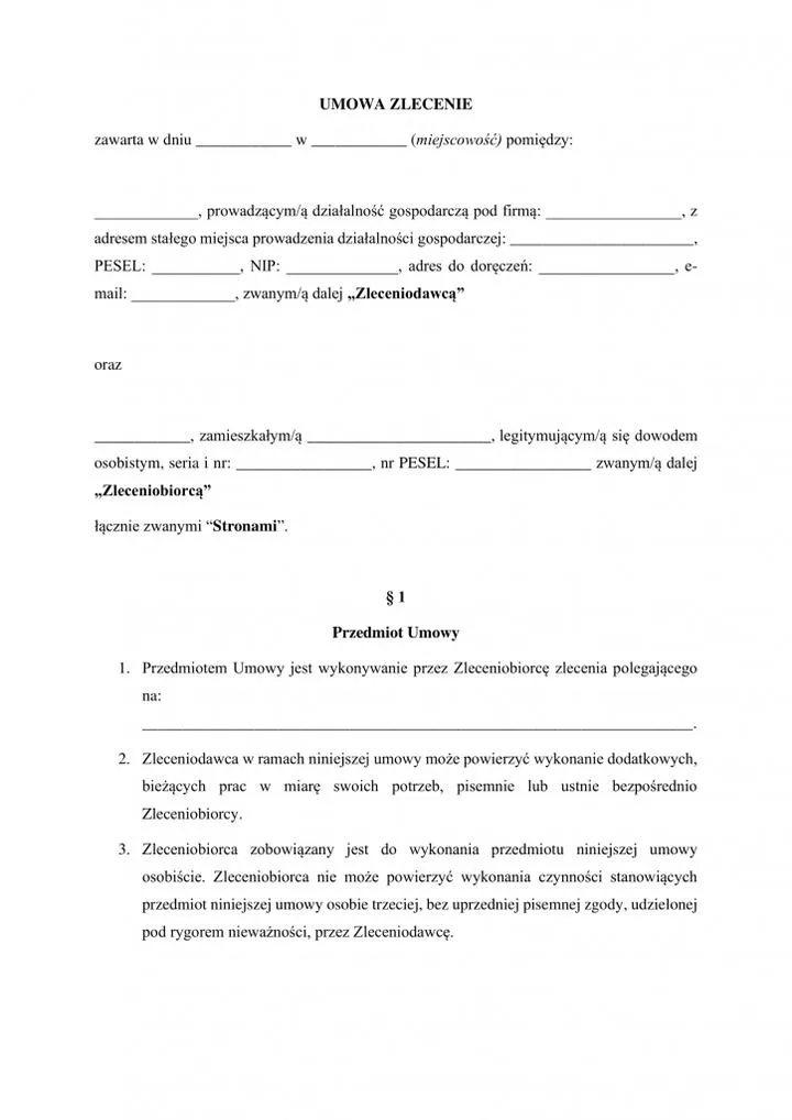 Umowa zlecenie brutto netto