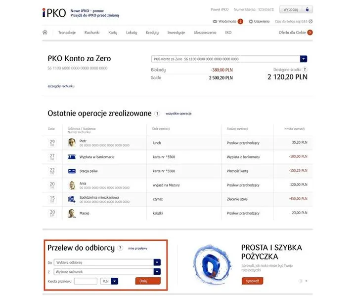 Usługi bankowe PKO
