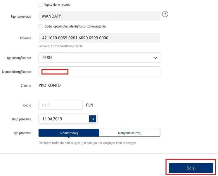 Zapłata mandatu online